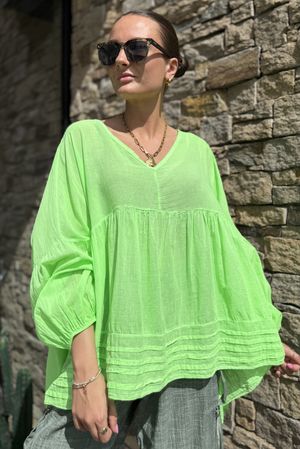 Made in Italy Sa Caleta Cotton Artist Smock Twist Of Lime
